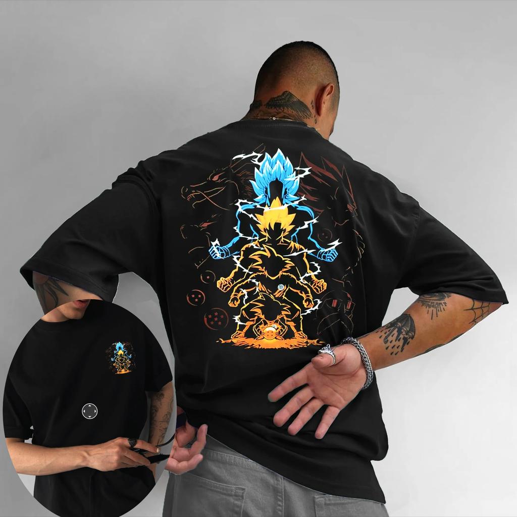 Dragon Ball Japanese Animation GOKU Printed T-shirt Latest Summer Trend Men's and Women's Short-sleeved Cotton Loose Top