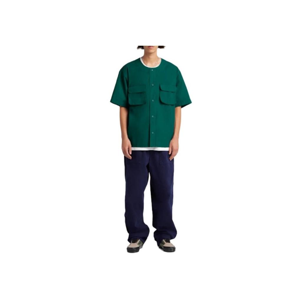 Vans OTW SS24 Single Button Loose Casual Round Neck Woven Short Sleeve Shirt Unisex shirts Rainforest-Green VN000GVTCI2