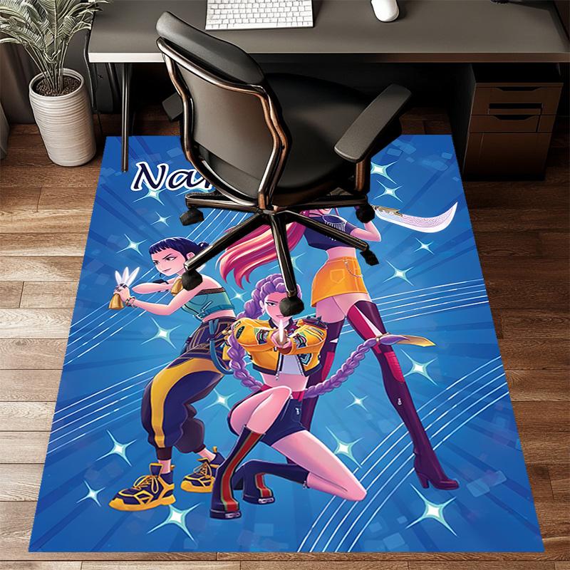 Custom KPop Demon Hunters Mat Personalized Name, Polyester Washable Indoor Entryway Rug, Gift for Christmas, Easter, Thanksgiving Day