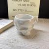 3D Sculpted Skull Ceramic Coffee Mug With Handle Gothic Sculpted Cup for Halloween Party Decor & Unique Gift