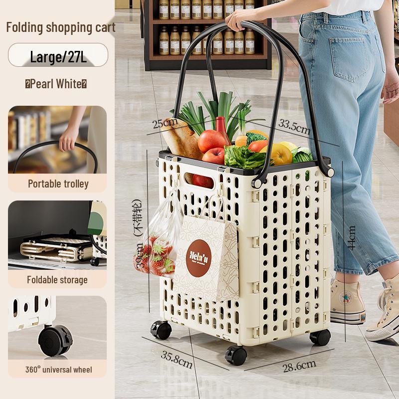 Foldable Multi-Functional Handcart: Compact Trailer for Shopping, Vegetables, and Express Pickups