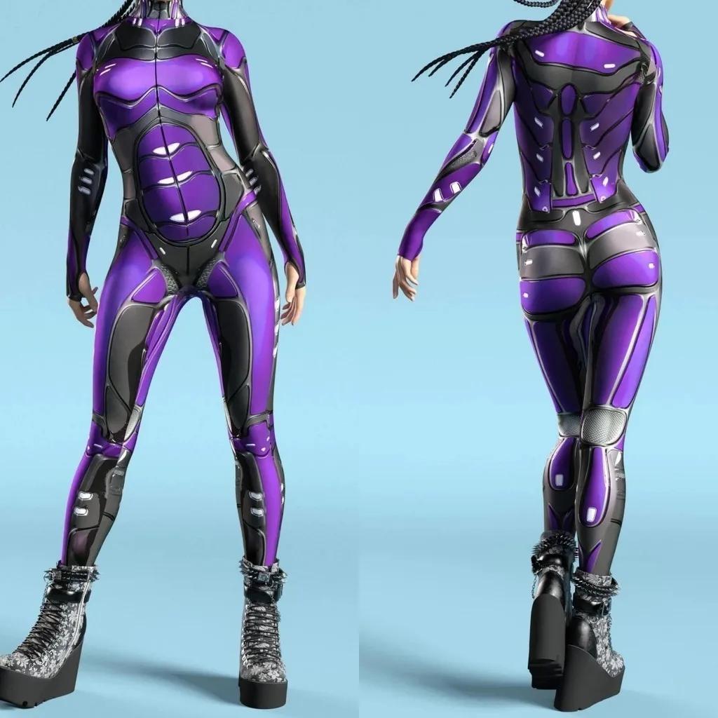 3D Digital Printing Stage Performance Costumes Adults Halloween Events Carnival Theme Party Cosplay Outfit Pretend Game Jumpsuit