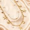2 Stück/Set Muschel Seestern Taillenkette Imitation Perle Bauchketten Mode Perlen Körperkette Damen