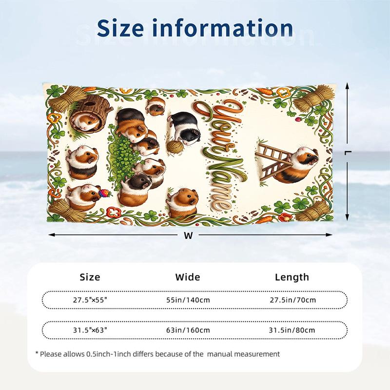 Forest Nature Theme Beach Towel Personalized Custom Name & Text Soft Quick Dry Beach Towel for Swimming Travel