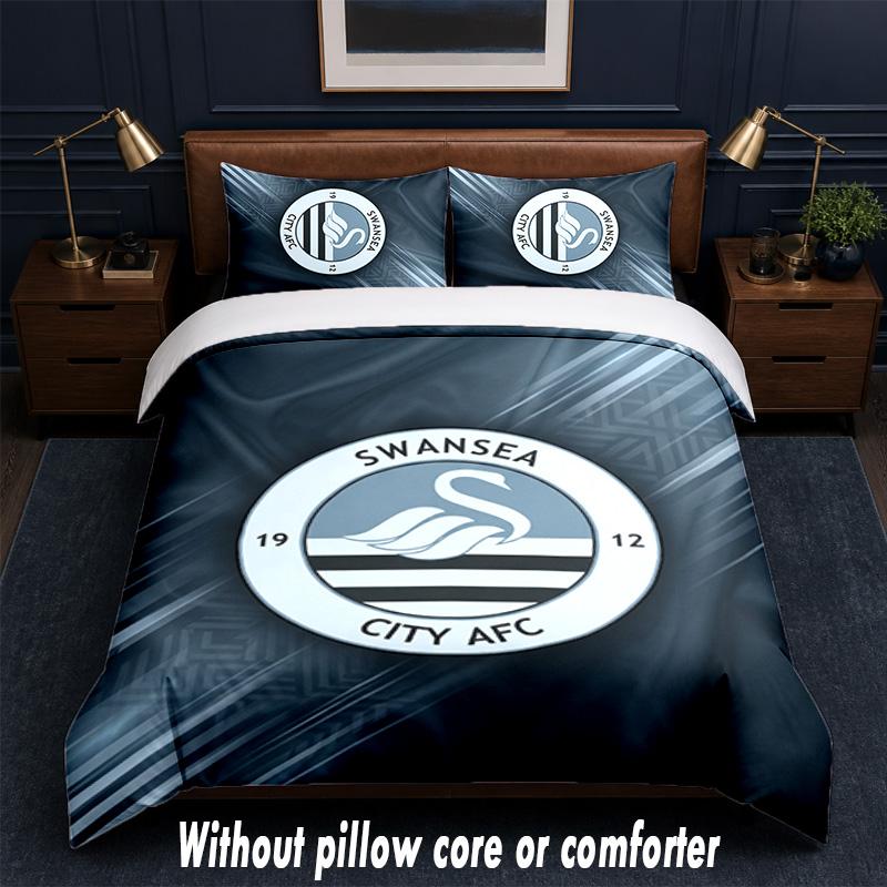 Set Biancheria da Letto Swansea City Design 1 Copripiumino + 2 Federe Morbido Traspirante Biancheria da Letto per la Casa
