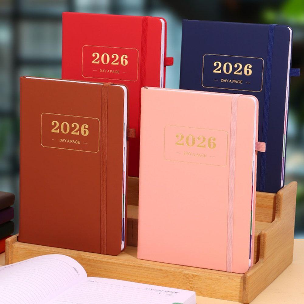 PU Leather 2026 Daily Planner Waterproof Calendar Book High Quality Agenda Notepad School