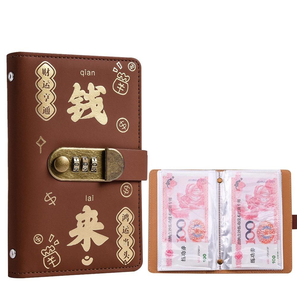 With Password Lock 100 Envelopes Money Saving Challenge Save Money Get Rich Savings Binder Reusable PU Money Collection Book