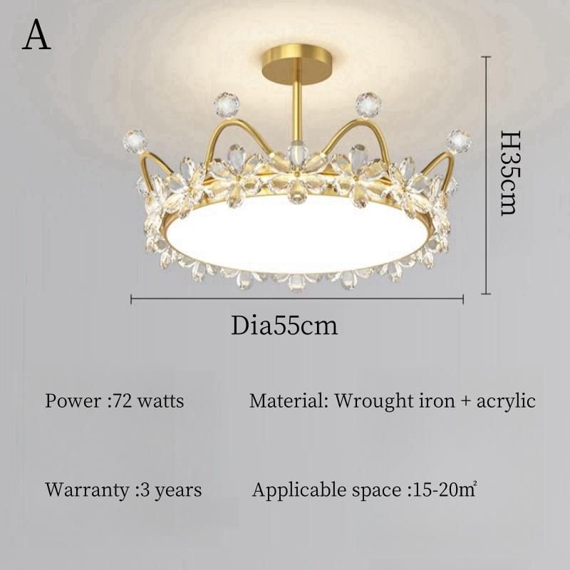 Modern Crystal Crown LED Ceiling Chandelier Lights Children Girls Bedroom Study Living Kid's Room Pendent Lamp Home Decoration