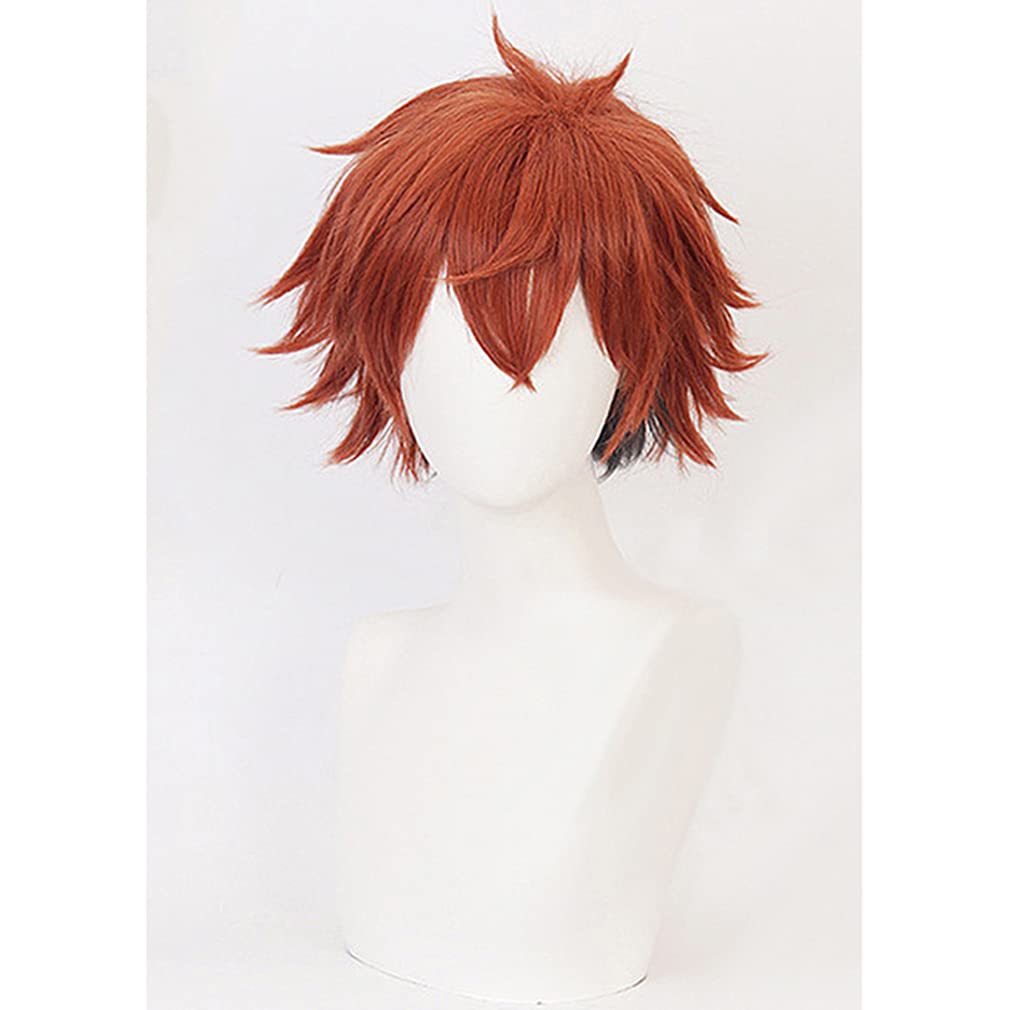 LAOBAO Cosplay Wig, Red Hair with Black Mesh, Short Hair, Heat Resistant, Disguise Wig, Costume Accessory, Party, Fancy Dress, Halloween, Festival, Ev