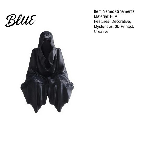 Cyberpunk Shelf Decor 3D Printed Tabletop Gothic Figurine Grim Reaper Sitting Statue Mysterious Cloaked Spooky Sculpture for Garden or Bookshelf,
