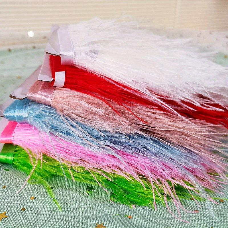 1Meter Real Pink Ostrich Feather Fringe 8-10CM Fluffy Feather Tassel Trim for Clothing Sewing DIY Dress Decoration Accessories