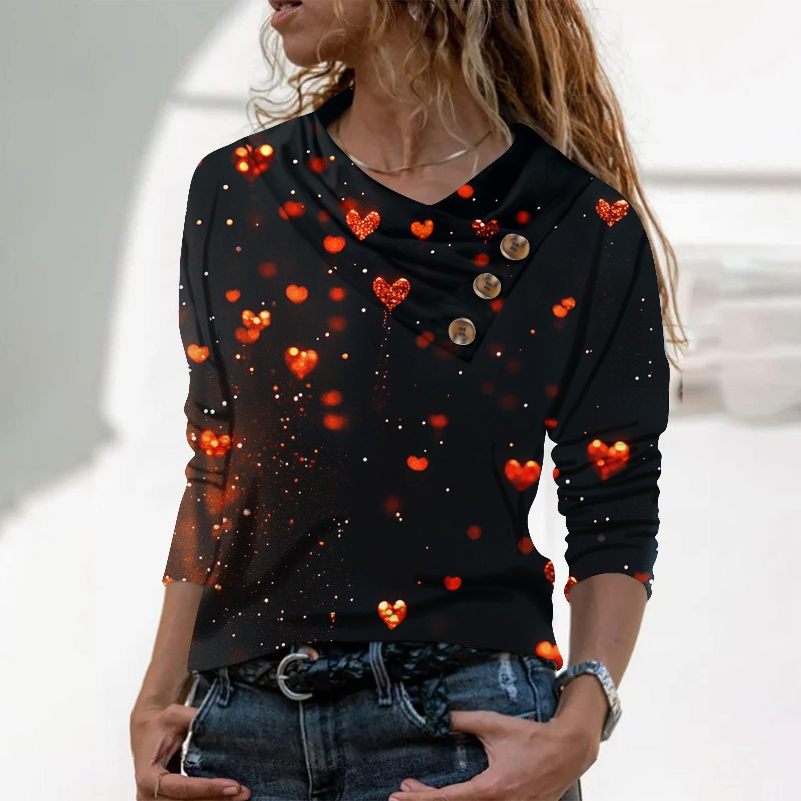 

Женская повседневная рубашка с длинными рукавами и V-образным вырезом на пуговицах с модной футболкой с принтом XXXL