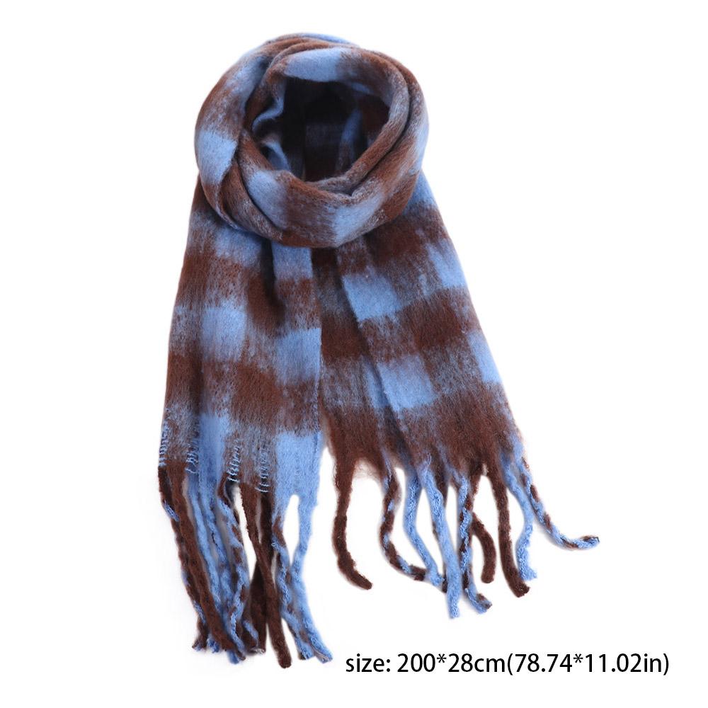 Fluffy Winter Cashmere Scarf Korean Checkered Scarf Fashion Men's Striped Plaid Scarf Male