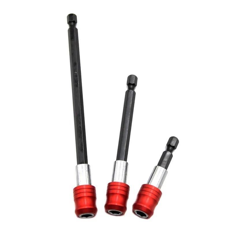 Neuer 60/100/150mm Schnellspann-Selbstverriegelnder Verlängerungsstab Schraubendreherkopf-Verlängerungsstab Sechskantgriff Rot Dreiteiliges Set