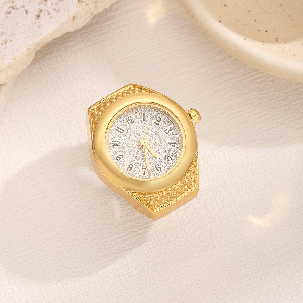 Часы на палец круглые золотисто-серебристые кварцевые мужские и женские простые часы-кольца золотой