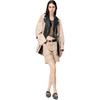 Color Block Drawstring Waist Jacket Women Jackets Beige Black 103002A1NH-CZ9