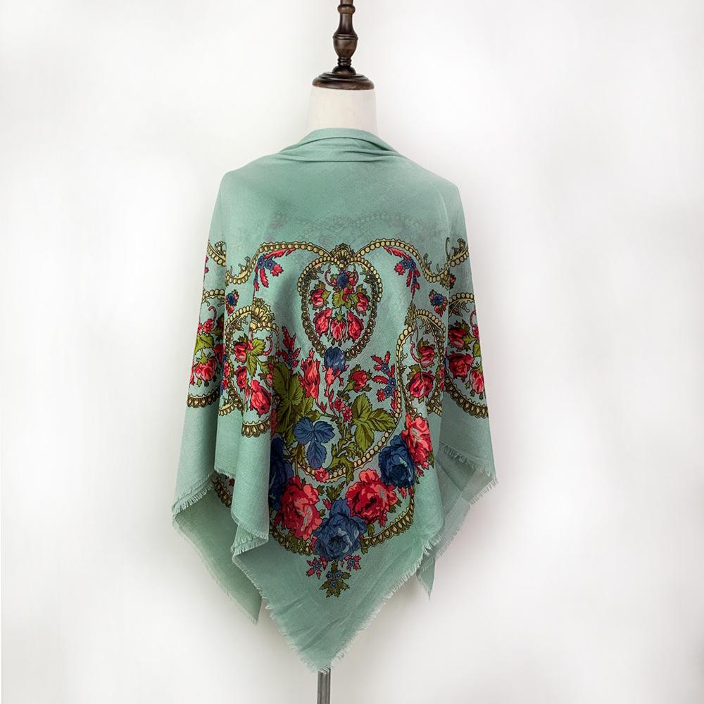 Printed Large Square Scarf Breathable Messy Retro Ethnic Style Shawl Scarf