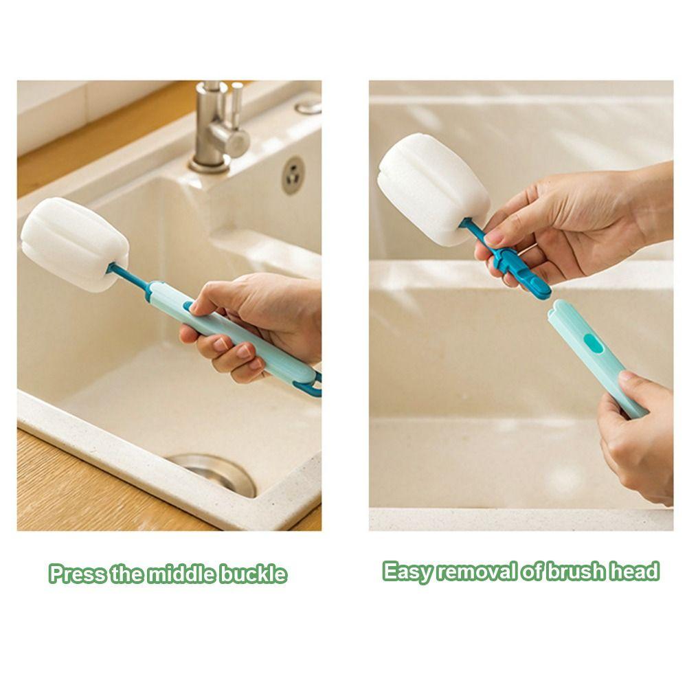 Household Cups Cleaner Long Handled Bottle Cleaning Sponge Detachable Sponge Cup Brush