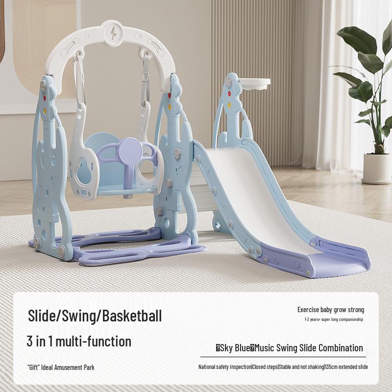 Children's Indoor 3-in-1 Slide & Swing Set for Ages 2-10