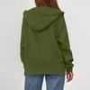 Women's Fashionable Solid Color Long Sleeved Hooded Sweatshirt With Loose Zipper Pocket Jacket