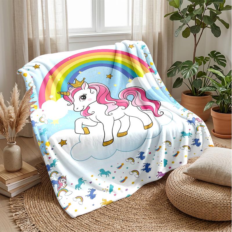 Unicorn Rainbow Fantasy Theme blanket Lightweight Warm Flannel Blanket Decorative Throw Blanket for Home Decoration