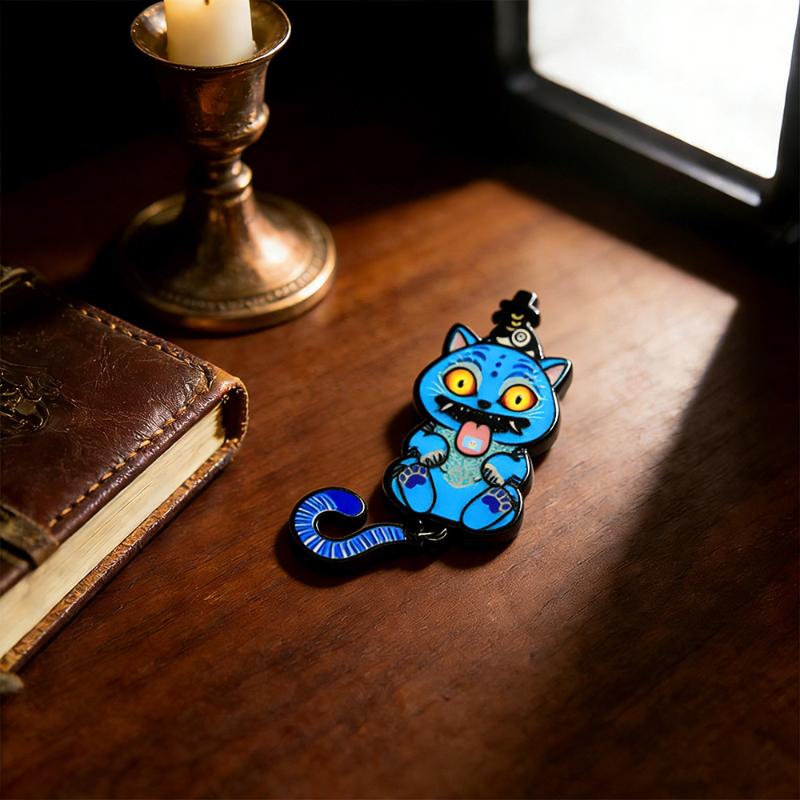

K-Pop Demon-Hunters Cute Cartoon Blue Tiger Enamel Pin Tiger Tail Pendant Brooch Gothic Peripheral Badge Jewelry Accessories 1Pc
