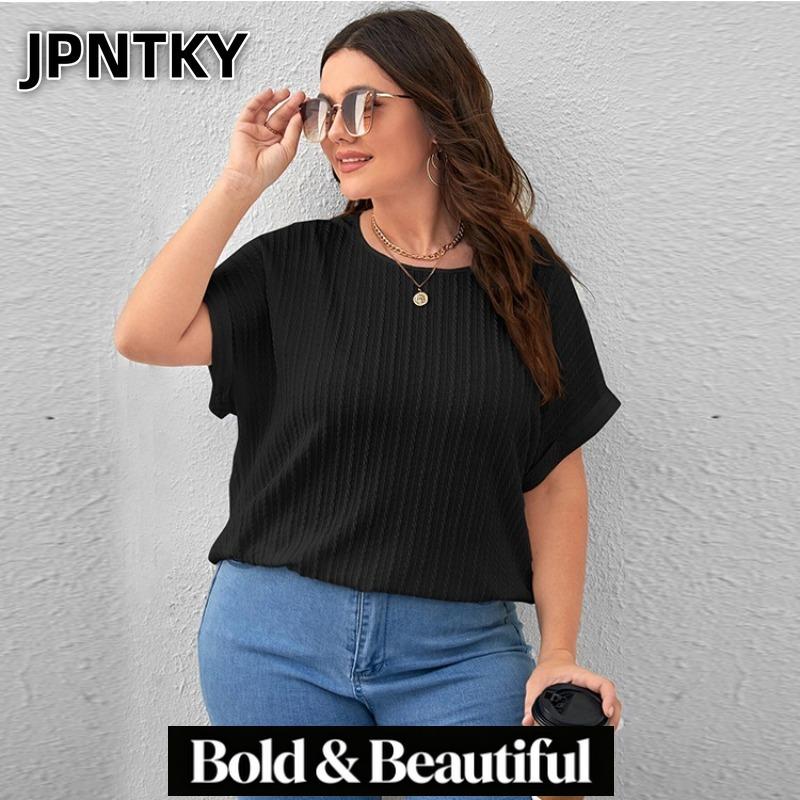 JPNTKY Moda Donna Casual Stampa Colore Unico Manica Corta Girocollo Camicette & Camicie