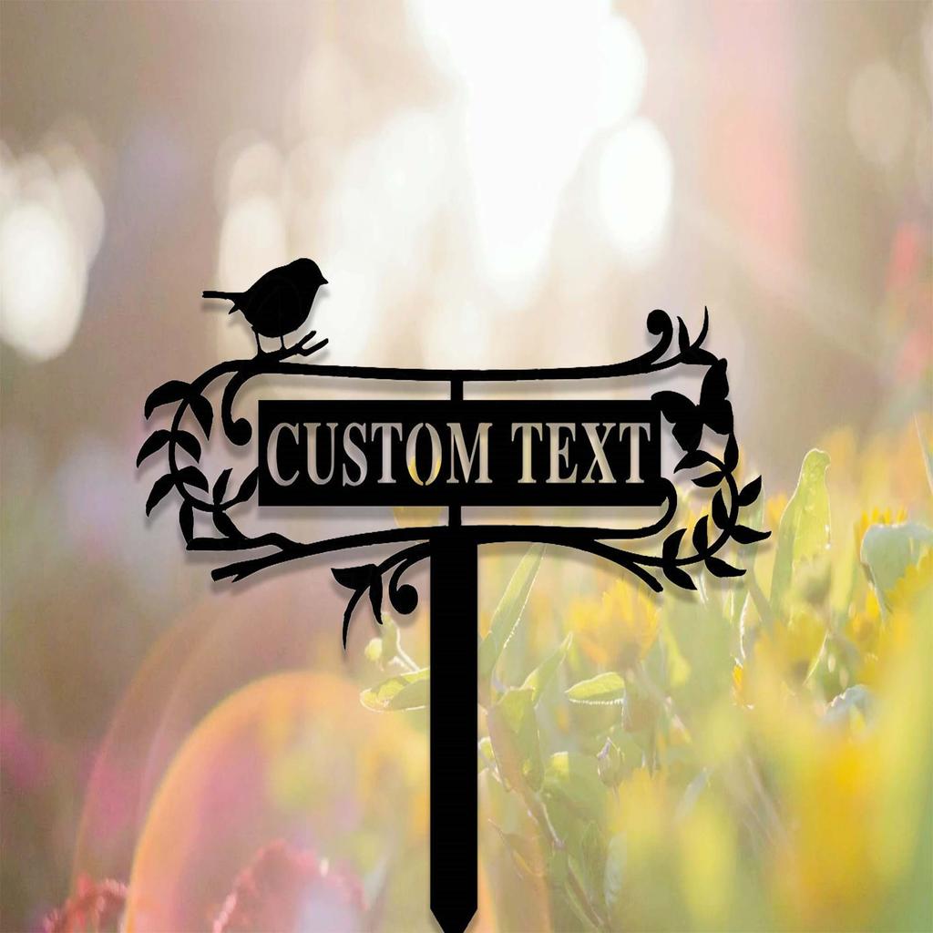Custom Garden Sign with Stake,Metal Bird Garden Sign,Personalized Garden Stake,Yard Sign,Yard Decor,Gardener Name Sign