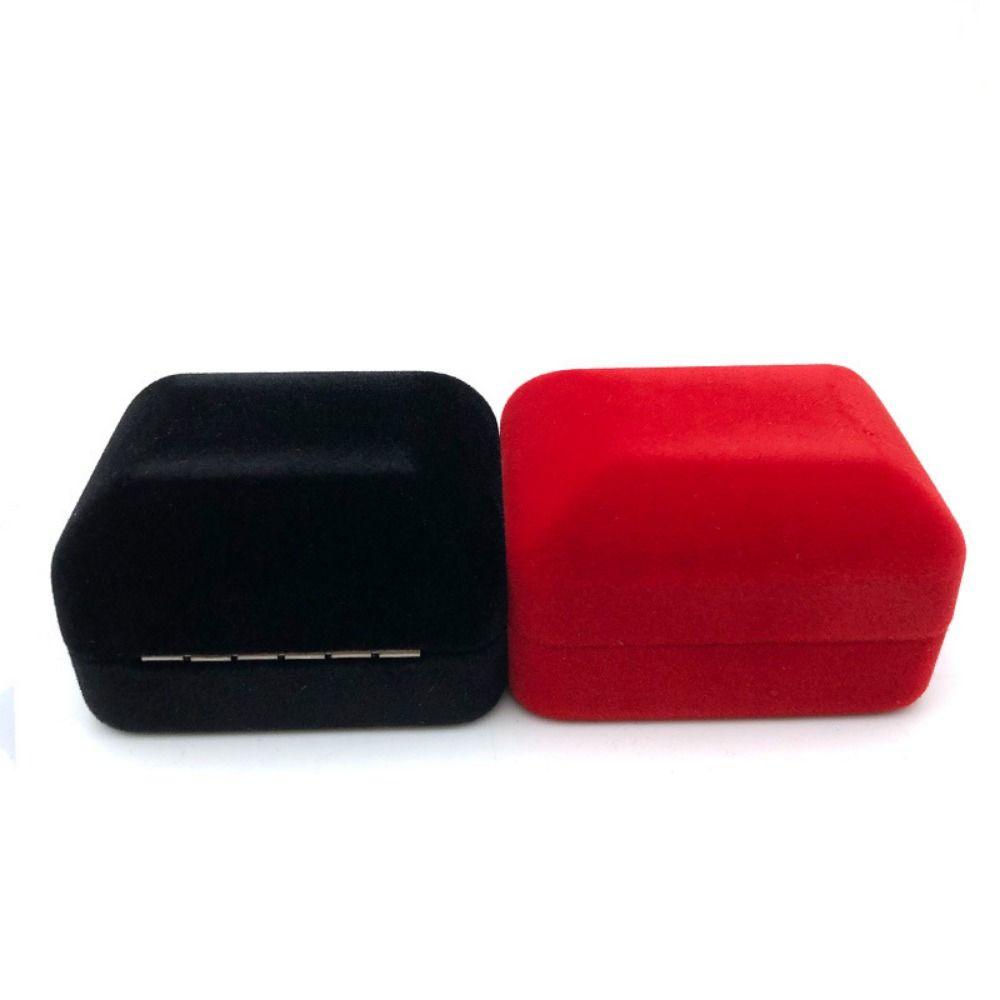 Velvet Ring Holder Case Square Shape LED Light Ring Display Case Birthday Gift