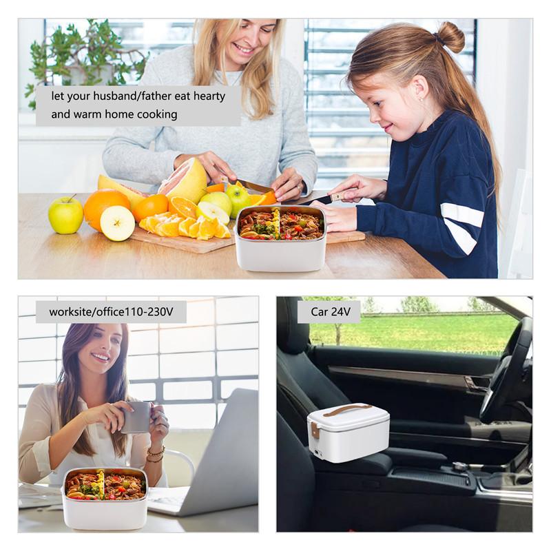 50W 1.8L Large Capacity 304 Stainless Steel Electric Bento Box For Home Office Car Portable Heated Lunch Box