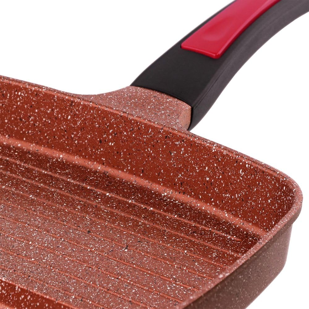 Bestco Frying Pan with 3 Variaspan Dividers, Sides, IH, Gas, Red, ND-5130,