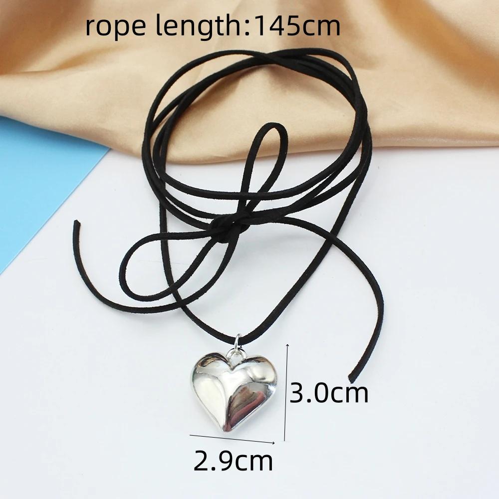 Diy Jewelry Goth Black Velvet 25mm Heart Pendant Choker Necklace for Women Weave Knotted Bowknot Adjustable Chain Jewelry