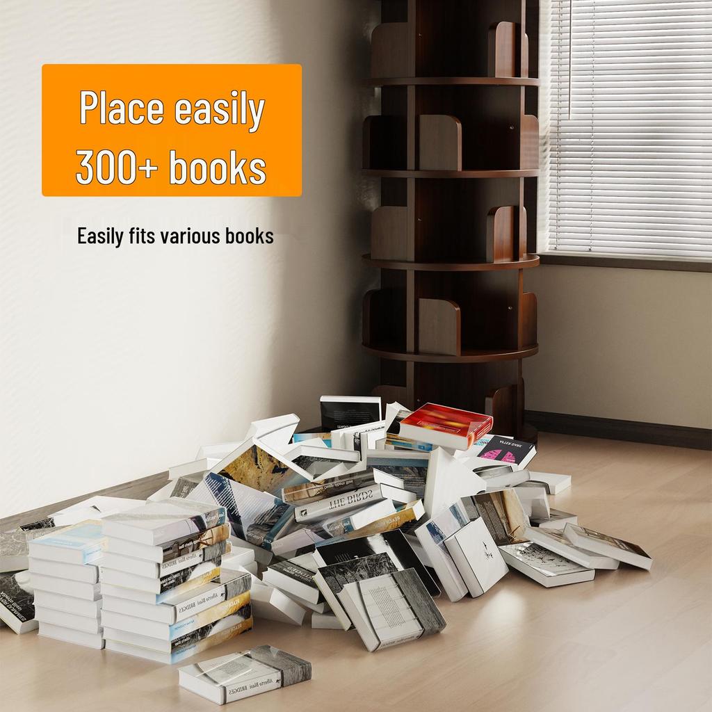Solid Wood Rotating Bookshelf and Toy Storage for Kids