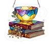 Bookish Acrylic Puzzle Suncatcher, Stained Glass Style Window Hanging Ornament, Hummingbird Floral Book DIY Sun Catcher Kit for Home Decor,