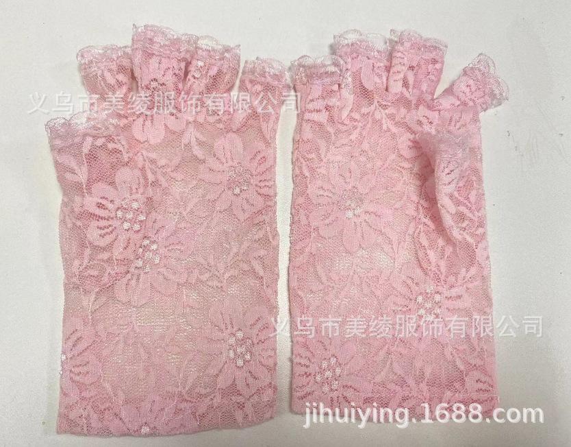 

Короткие кружевные перчатки без пальцев от солнца One Size
