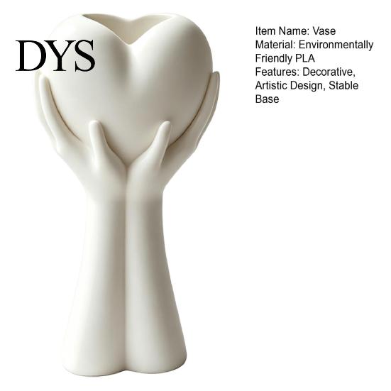 Matte PLA Floral Holder Hands Holding Heart Vase, 3D Printed Modern Flower Table Centerpiece Creative Vessel Artistic Vase for Dried And Artificial