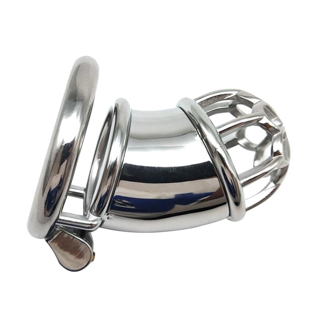 Men's Stainless Steel Penis Lock CB Chastity Lock Sex Toy Ball Stretcher Sissy Femdom Slave BDSM Urethral Chastity