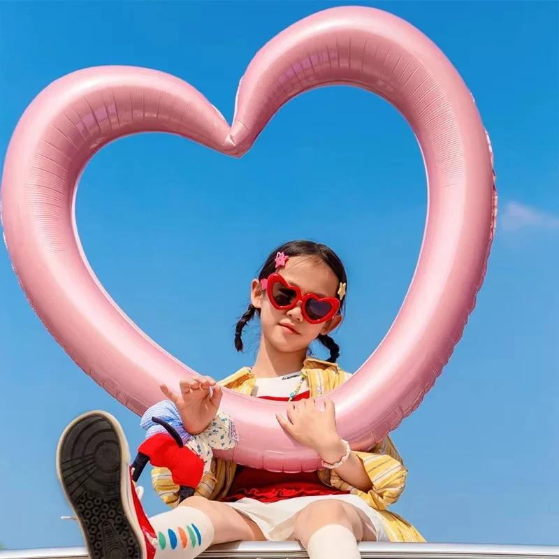 Palloncino a forma di fiocco d'amore svuotato in pellicola di alluminio Carino Decorazione per Festa di San Valentino Matrimonio Compleanno Accessori per Foto Strumento Fotografico