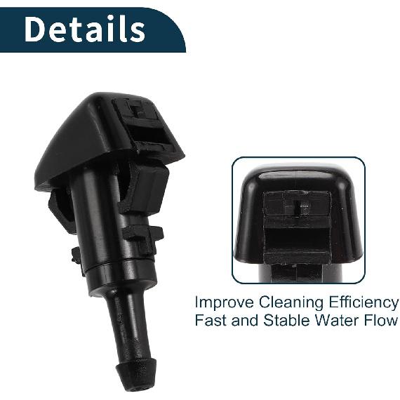 Windshield Washer Nozzle for Jeep Patriot 2009-2017 No.5303834AB Front Black with 2 Pcs Gasket,2 Pcs 1 Meter Fluid Hose 1 Set
