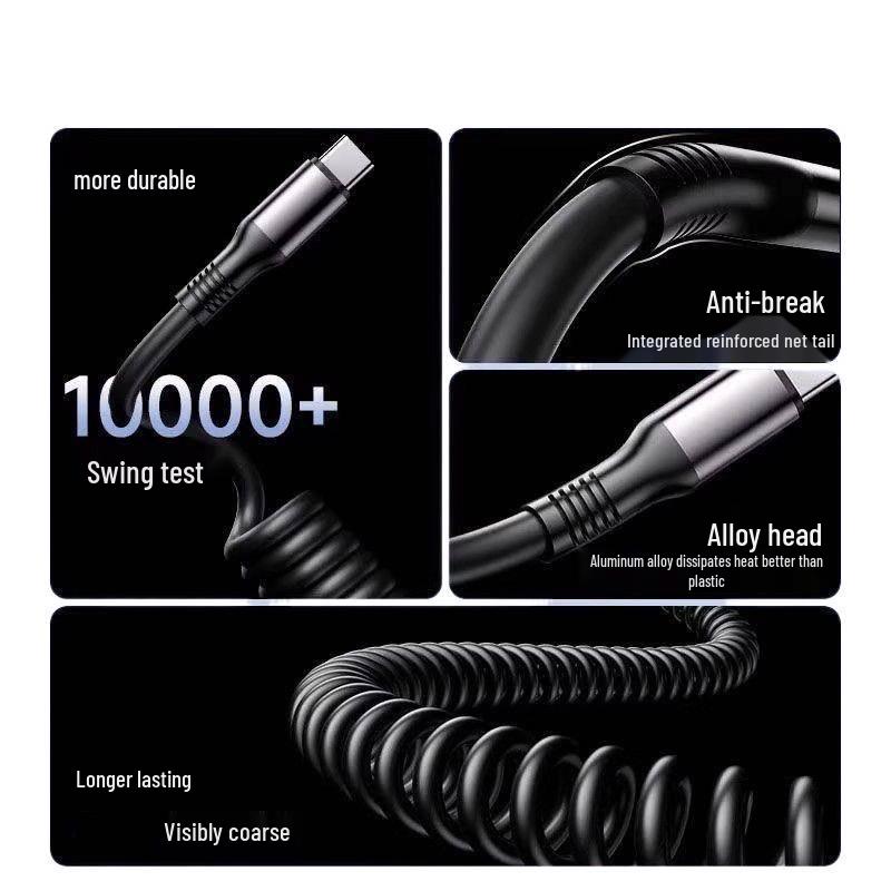 Huawei Honor Type-C Fast Charge Retractable Spring Cable for Car Interconnection