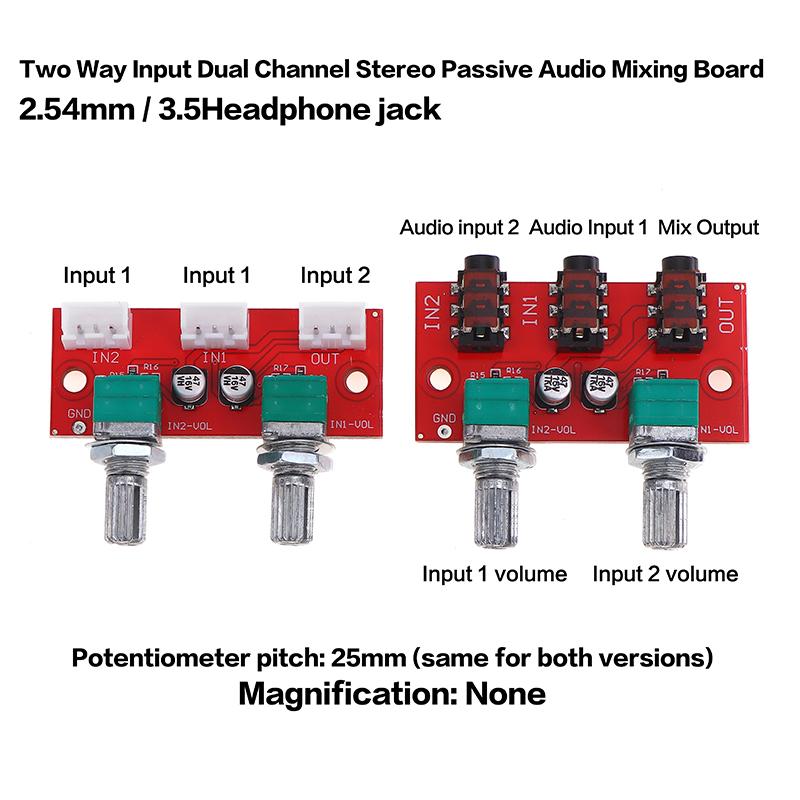 Wholesale Dual Channel Stereo Passive Audio Mixing Board Signal Mixer 2 Way Input 1 Way Mixed Output