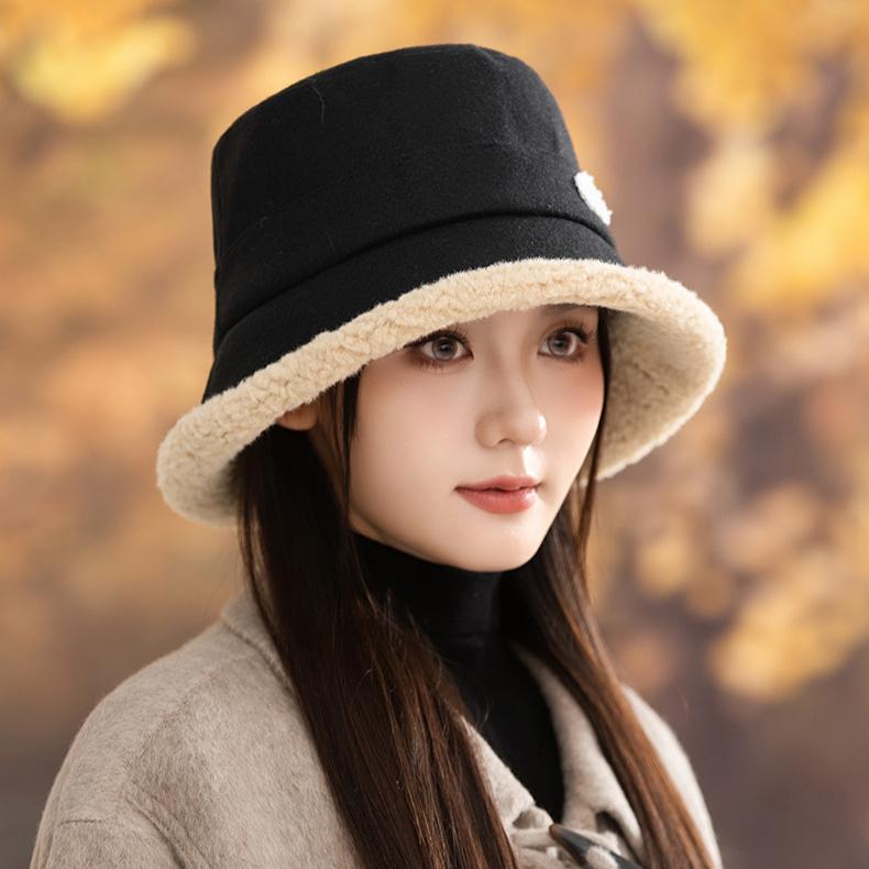 Winter Hat Women's Velvet Bucket Hat Bucket Hat Cold-proof Warm Basin Hat