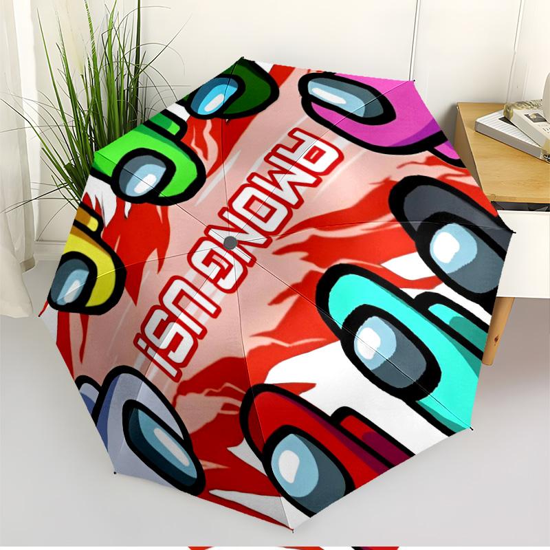 Among Us Print Automatic Open Close Umbrella, Portable Foldable Umbrella, for Outdoor Commute Camping Trip, Ideal Birthday Gift