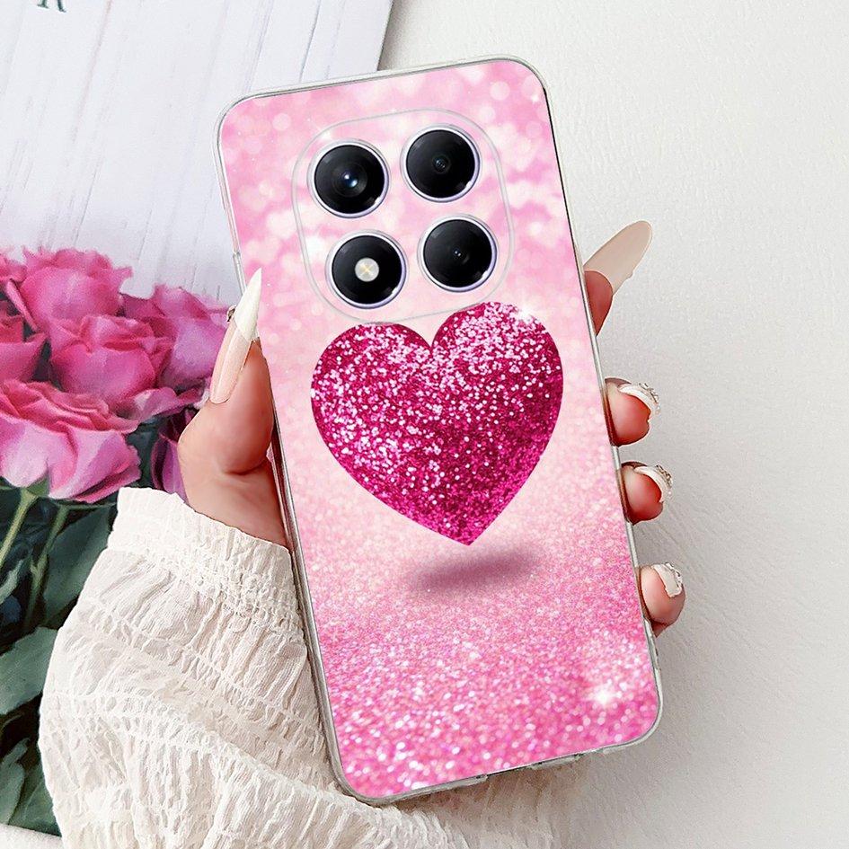 For Xiaomi Redmi Note 14 Pro Plus Case Cute Strawberry Love Heart Soft Silicone Clear Cover For Redmi Note 14 Pro 5G Global Etui