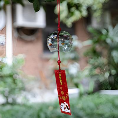 Japonský zvonek se vzorem sakury zvonkohra Ručně vyráběné skleněné Furin Home Decor