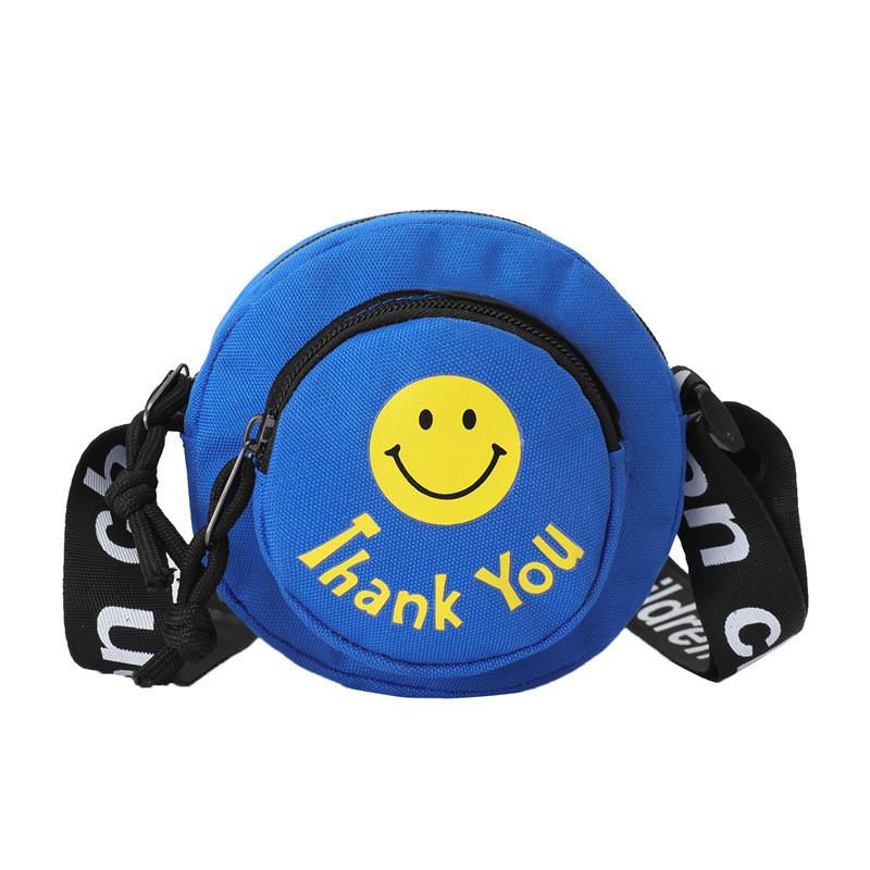 Smiley Face Cartoon Printed Backpack Canvas Shoulder Bagfor For Girls Boys And