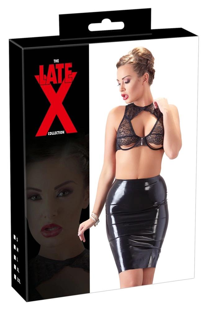 Late X - Fitted Latex Mini Skirt Black S