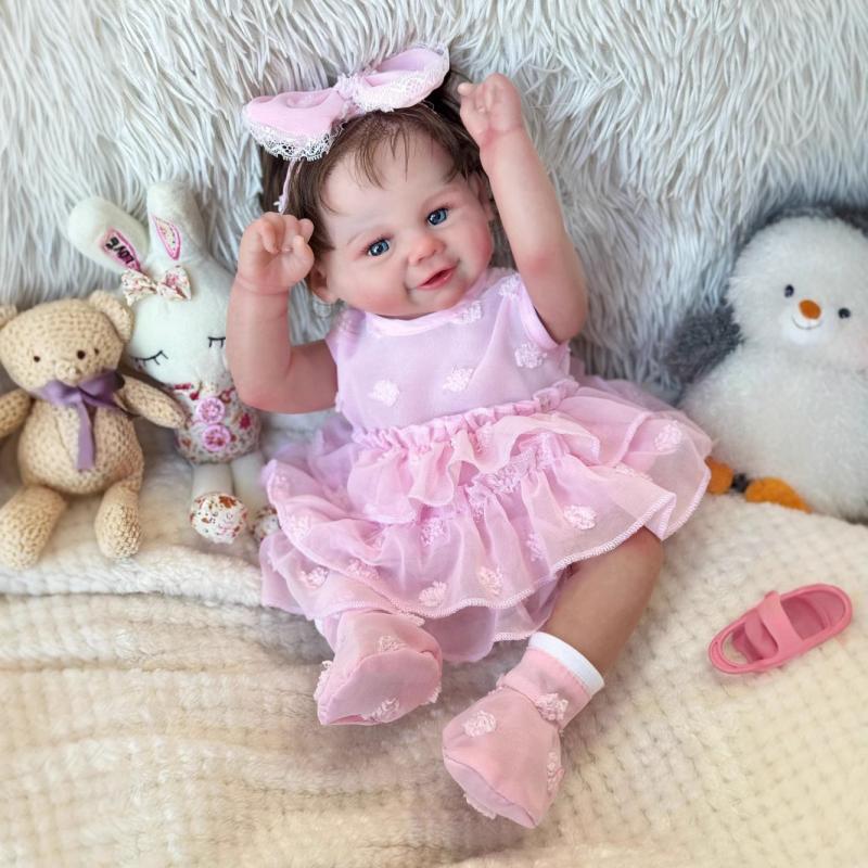 

Виниловая кукла Reborn Bebe High Color Hair Transplant Girl Baby Simulation Baby Rebirth Doll 45cm розовый