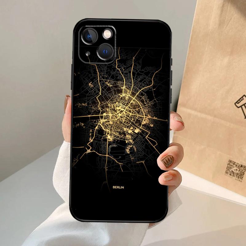 Paris London Amsterdam City Maps Case For iPhone 16 15 14 13 12 11 Pro Max XS XR X Plus 12 13 Mini Bumper Back Cover