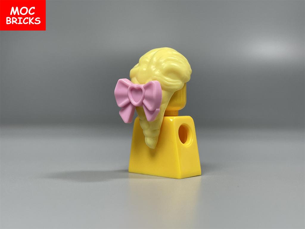 MOC Blocks Female Girl Ponytail Hairs Accessories Bow Assembled Particles Construction Bricks Children's Playthings Plastic Material Dolls